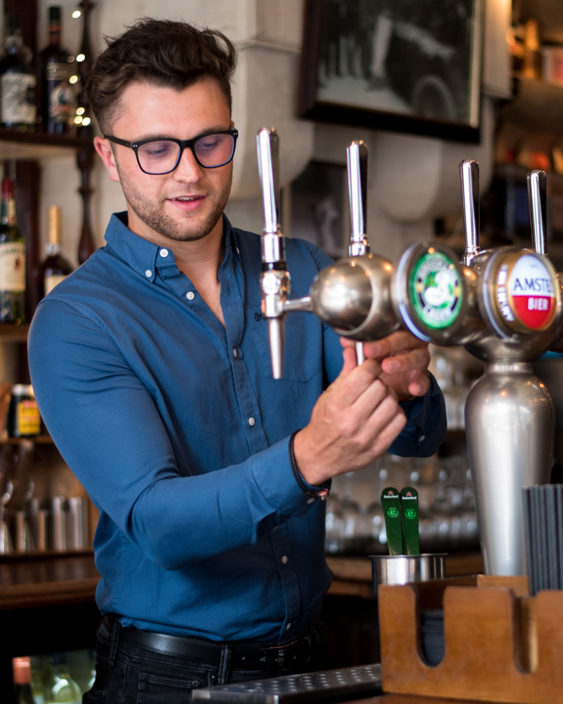 Picture of drinks on a bar.