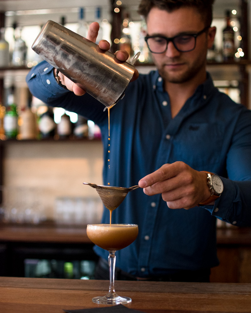 Picture of drinks on a bar.