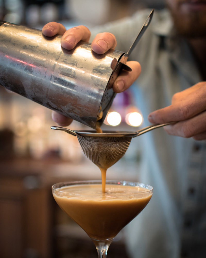 Picture of drinks on a bar.