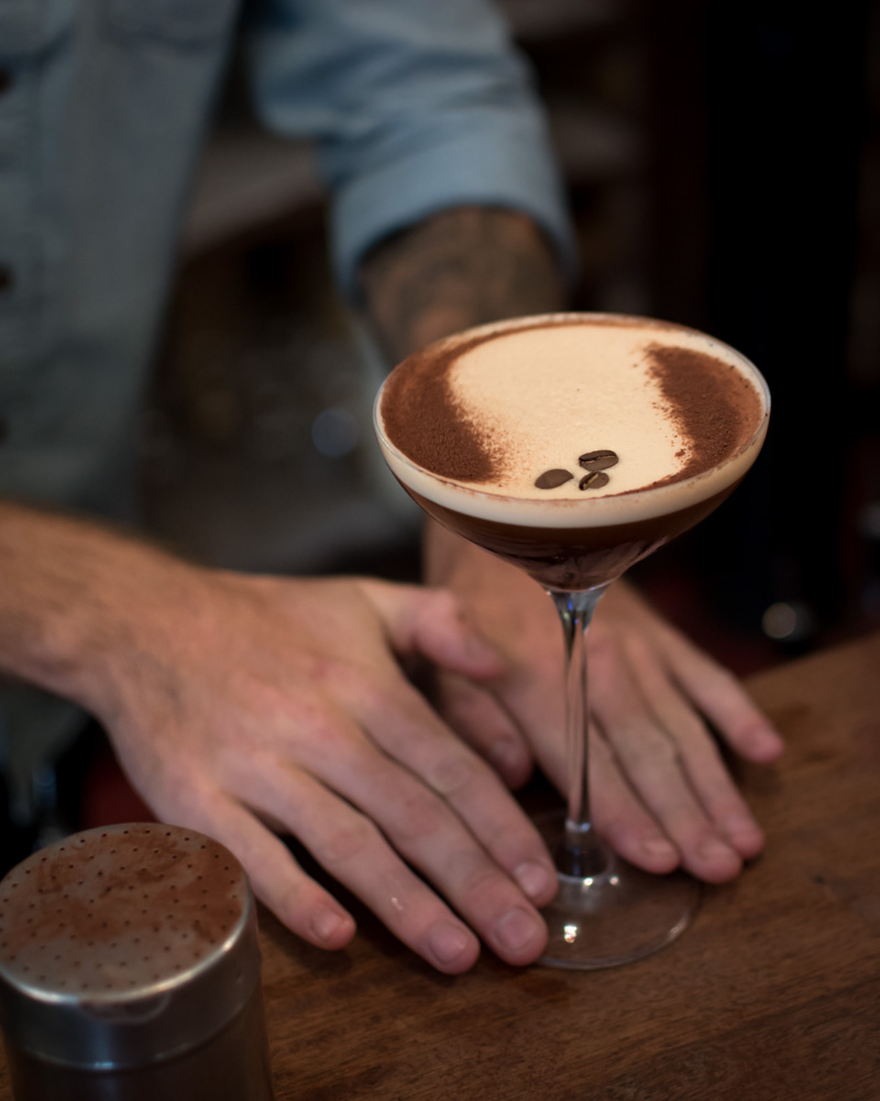 Picture of drinks on a bar.