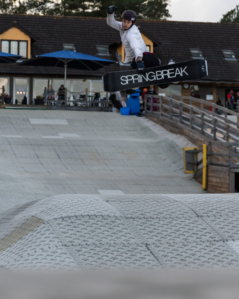 Photo of someone snowboarding