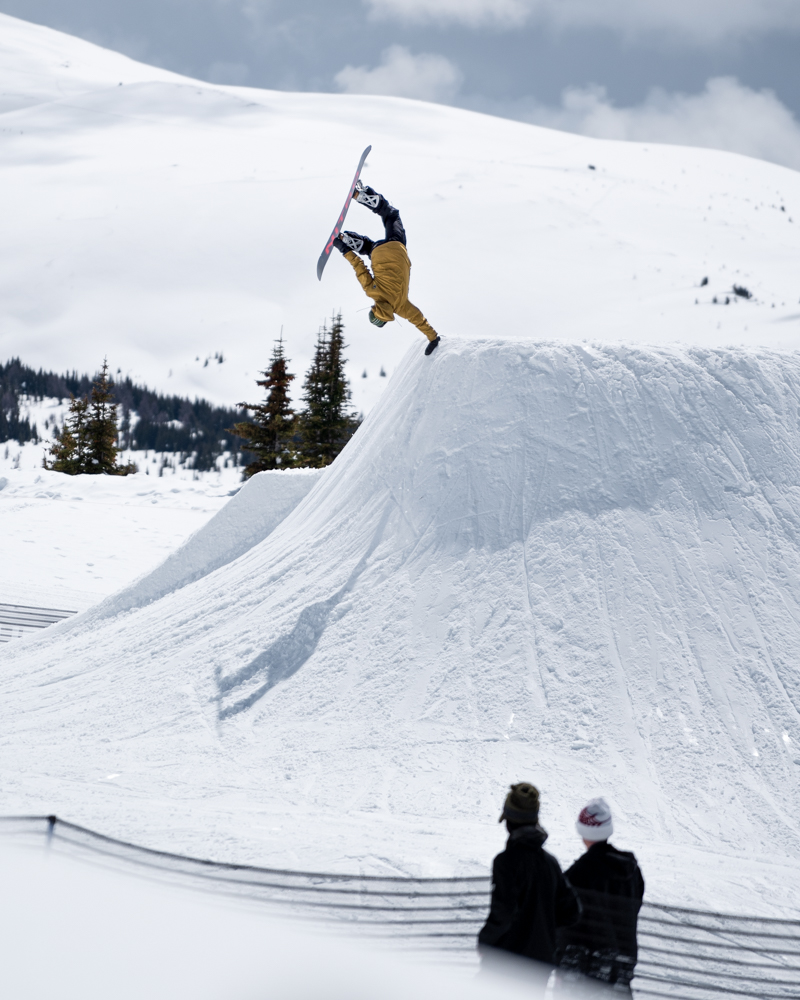 Photo of someone snowboarding