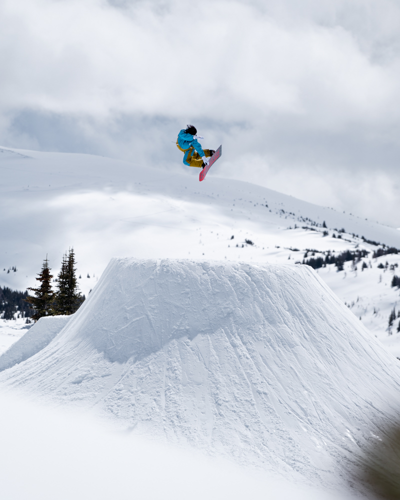 Photo of someone snowboarding